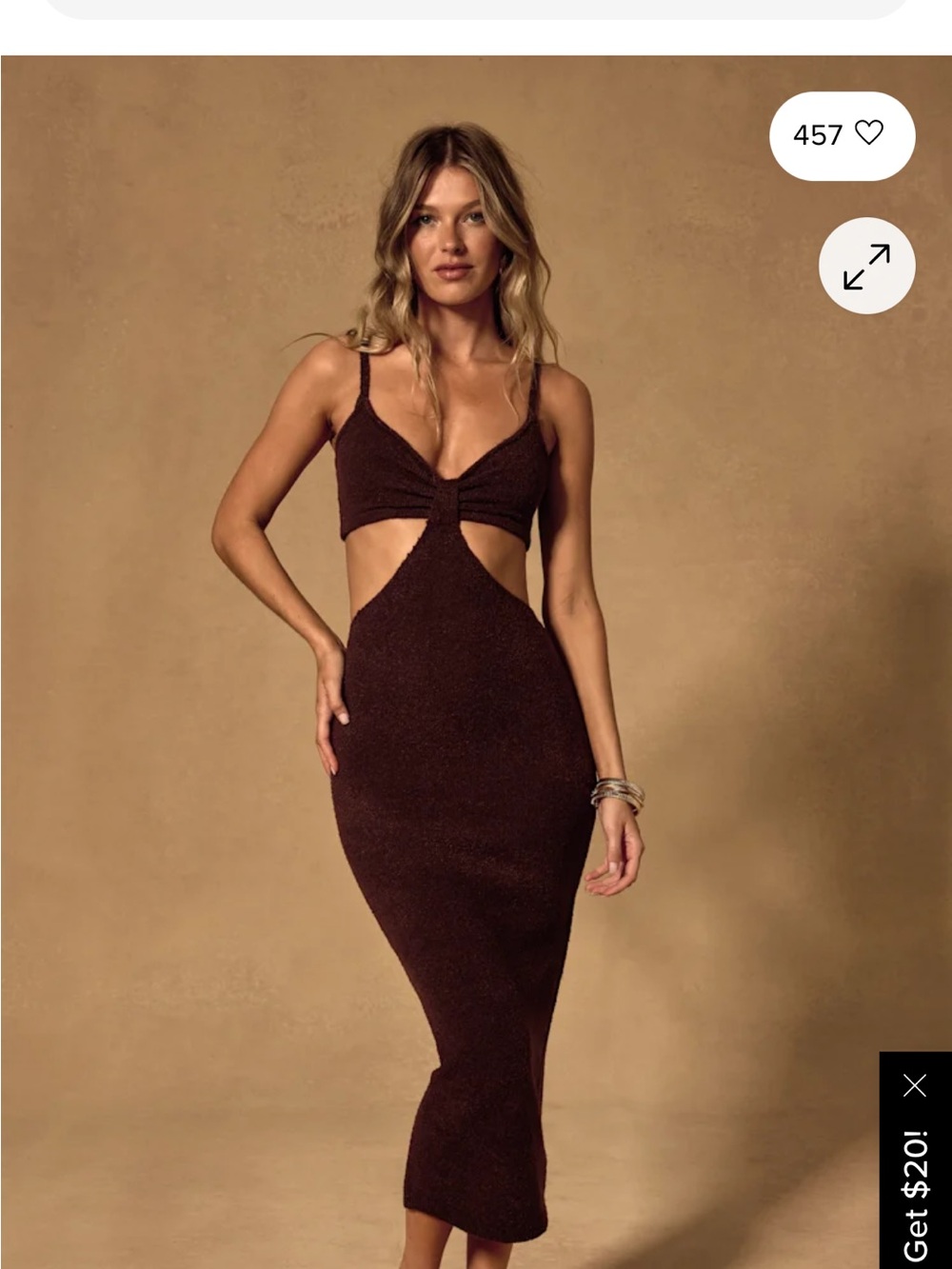 Lulu’s Cutout Knit Midi Dress in Dark Brown
